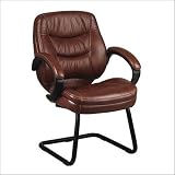 Deluxe Leather Visitors Chair with Pillow Top Seat and Back Padded Arms By Office Star