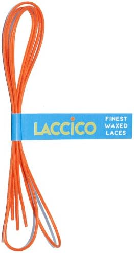 LACCICO - Men's Round Waxed Shoelaces Diameter Ø 1/8' (2.0 mm) - ORANGE, Length:35.4'' (90cm);Colour:Orange