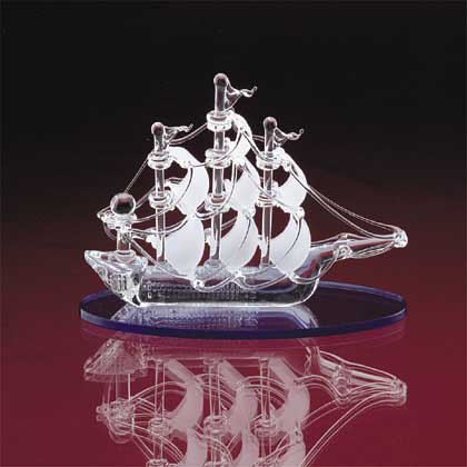 Spun Glass Sail Boat with Blue Base - Discount Gifts 4 Less