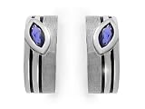 925 Silver Iolite And Black Enamel Earrings