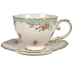 Green Vintage Rose Cup and Saucer