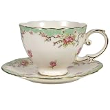 Green Vintage Rose Cup and Saucer
