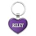 Metal Keychain Key Chain Ring Purple I Love Heart Names Male R Rena - Riley