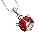 GLAMOUR GIRL GIFTS Small Red and Black Ladybug Charm Necklace with Shimmering Crystals for Girls, Teens and Women