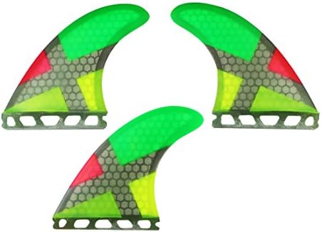 Maelstorm Fiberglass Honeycomb Surfboard Fins with Fin Keys and Screws Tri (3 fins) Fin Performance Core Glass Flex G5 Size Thruster Set for Surf boards