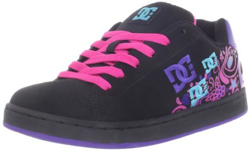 DC Women's Pixie Doodle Sneaker,Black/Crazy Pink/Blue,7 M US