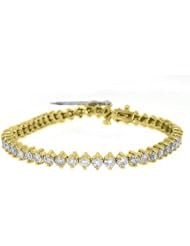 14k Yellow Gold 7.18 Carat Round Diamond Tennis Bracelet
