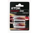 Electronics : TDK R14 C Zinc Batteries (2)