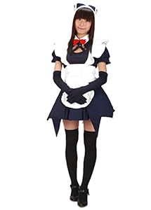 TOMSUIT Navy Twill Japanese Anime Maid Halloween Costume, XL, Black