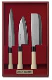 Eigenschaften IhrVorteil.com  / 3-teiliges Set japanischer Kochmesser, Stahl 420-J2, Holzgriffe, Kunststoffzwingen