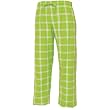 Lime Green and White tartan plaid check tie cord flannel cotton pants for lounging, sleep, sports. Unisex relaxed fit,