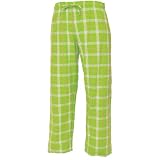 Lime Green and White tartan plaid check tie cord flannel cotton pants for lounging, sleep, sports. Unisex relaxed fit, available in 3 Youth sizes