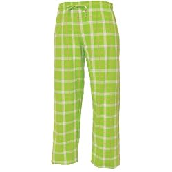 Lime Green and White tartan plaid check tie cord flannel cotton pants for lounging, sleep, sports. Unisex relaxed fit,