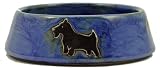 16 Oz. MARA COLLECTION Stoneware PUPPY DOG Pet FEEDING Or WATER Dish BOWL Abstract Dogs BLUE