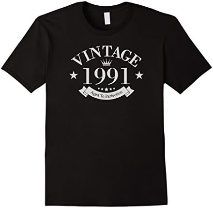 Men's Vintage 1991 Aged To Perfection - 25th Birthday Gift T-Shirt Large Black