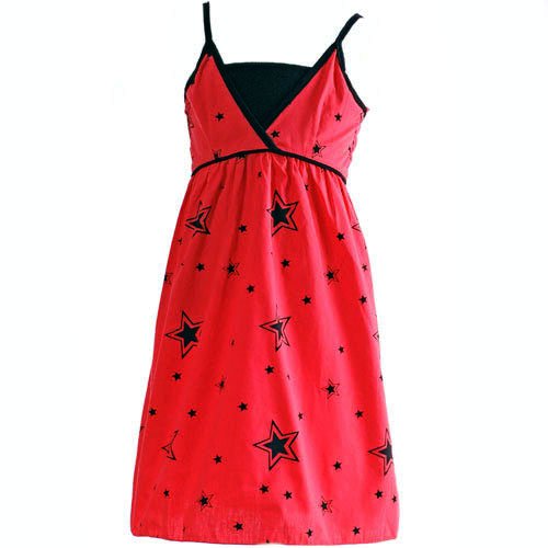 GeGe Girls Red Black Star Sundress Adjustable Tank Dress 7 16