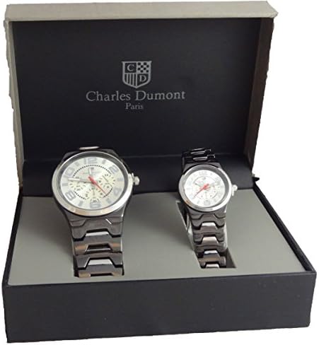 Charles Dumont Paris His & her Gift Set Black & Silver Two Tone Alloy Metal Case