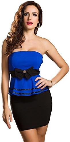 Fashion Secrets Women's Cut Out Front Strapless Peplum Tube Sexy Evening Dress