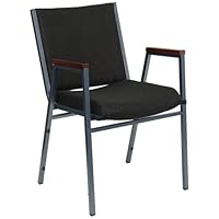 HERCULES Heavy Duty, 3 Thickly Padded, Black Patterned Upholstered Stack Chair with Arms - XU-60154-BK-GG