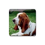 Basset Hound Rubber Square Coaster (4 pack)