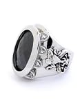 Ed Hardy By Christian Audigier: 'Love Kills Slowly' Skull Ring with Black CZ Center and Clear CZ Accents in Stainless Steel