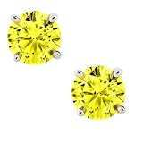 1 2ct TDW Canary Yellow Round-cut Diamond Stud Earrings
