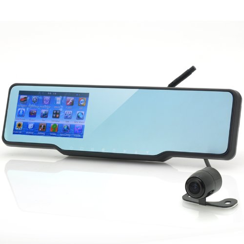 Car Bluetooth Rear View Mirror Kit GPS Radar Detector DVR Wireless Camera Free Micro SD Card