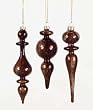 Pack of 12 Nature's Peace Coffee Brown Glass Christmas Finial Ornaments 7.5"