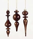 Pack of 12 Nature's Peace Coffee Brown Glass Christmas Finial Ornaments 7.5