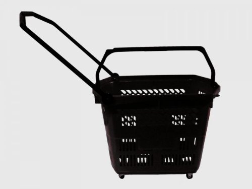 Large Trolley Basket Rolling Basket - Black (Black) (19.6