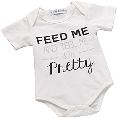 Vicity Newborn Infant Baby Cute One-piece Jumpsuit Rompers with Funny Saying Onesies (0-6 Months Old, White)