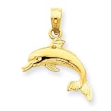 14k Gold Dolphin Jumping Pendant