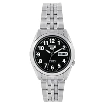 Seiko - SNK381K1 - Herrenuhr - Automatik - Silber Armband - schwarzes Zifferblatt Seiko - SNK381K1 - Montre Homme - Automatique - Bracelet Argent - Cadran Noir
