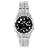 Seiko Men's 5 Automatic SNK381K Silver Stainless-Steel Automatic Watch with Black Dial