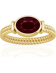 18K Yellow Gold Oval Cut Ruby Womens Astrological Ring