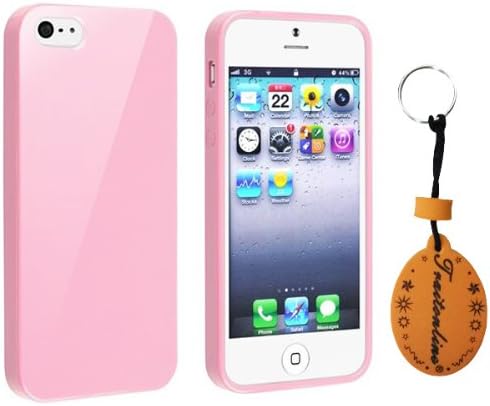 (TRAIT) HK Pink Silicone Rubber Protective Skin for iPhone 5 cases covers +AC wall charger adaptor +USB Data cable+screen protector + cleaning cloth + button sticker+ touch screen pen