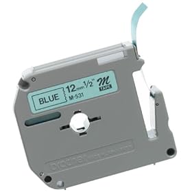 Brother Tape Cartridge 0.5IN Wide, Non-laminated Black On Blue ( M531 )