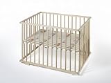 Schardt 02 004 00 03 091 - Laufgitter Uno 75 x 100 cm, Buche Massivholz ge&ouml;lt, inklusive H&ouml;henverstellung, 2 Rollen, phtalatfrei beschichteter Folienboden