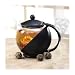 Primula Flowering Tea Set with Half-Moon 40-Ounce Pot, Black/Glass image 2