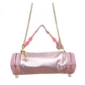Tarina Tarantino PEARL AND CRYSTAL BARBIE Soft Italian Leather Handbag Metallic Pink Pink *