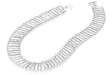 14K White Gold Matte-Finish Hammered-Finish Opera Necklace, Enhanced with Pave Set Diamond Bars, Set with a Toggle Clasp.