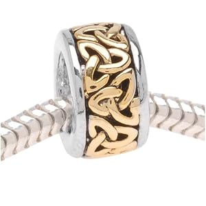 22K-Gold-Plated-Trinity-Celtic-Knot-On-Silver-Tone-Bead-Fits-Pandora-1-