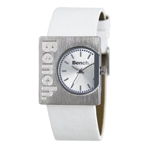 Bench BC0261SLWH Ladies Silver Sunray Dial Watch With White Strap