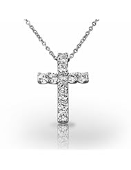 Palladium Classic 4 Prong Round Brilliant Diamond Pendant. 1 CTW