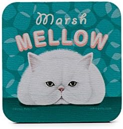 Retro Pets Marsh Mellow Cat Foam Rubber Coaster 4 x 4 inches (RP111)