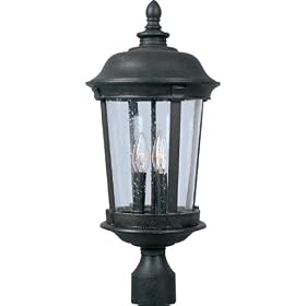 Maxim Lighting 40091CDBZ Dover Vivex 3-Light Outdoor 21-Inch Pole/Post Lantern, Bronze Finish with Seeded Glass