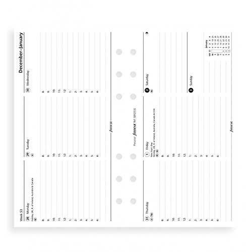 filoFax 68420 Refill for Year 2016 Personal Week On Two Pages Horizontal Diary With Appointments