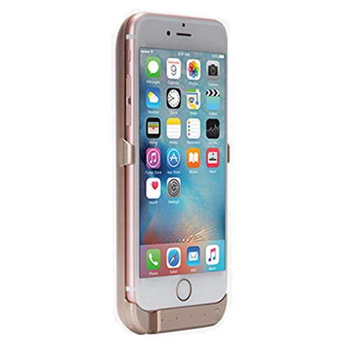 Aiermaisi Wireless Charger Slim Battery Case Portable External Charging Station 5.5 inch for iPhone 6/6S Plus 5000mAh Backup Power Bank (Gold)