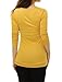 Allegra K Women's Cowl Neck Tops Long Sleeve Buttons Decor Tuinc Shirts Ruched Top Large Yellow