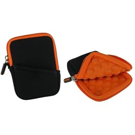 rooCASE Super Bubble Neoprene (Orange / Black) Sleeve Case for Panasonic Lumix DMC-TS3 Digital Camera
